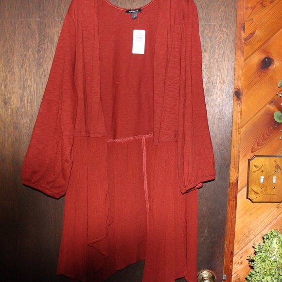 NWT Torrid Hanky Hem Kimono 5X(28W) Pretty Brick Red - Picture 1 of 8
